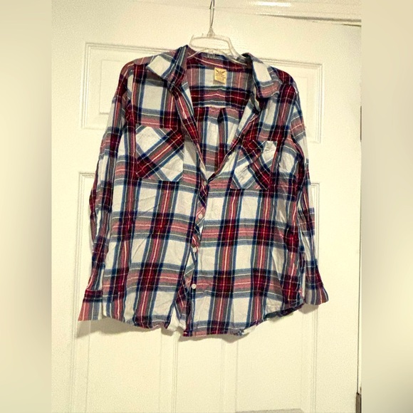 Tops - Women's Plaid Button-Down Blouse